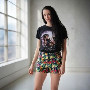 J.Crew ✦ Floral Print Stretch Shorts ✦ Green Black Summer Cotton Blend Sz 8